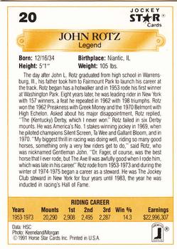 1991 Jockey Star Jockeys #20 John Rotz Back